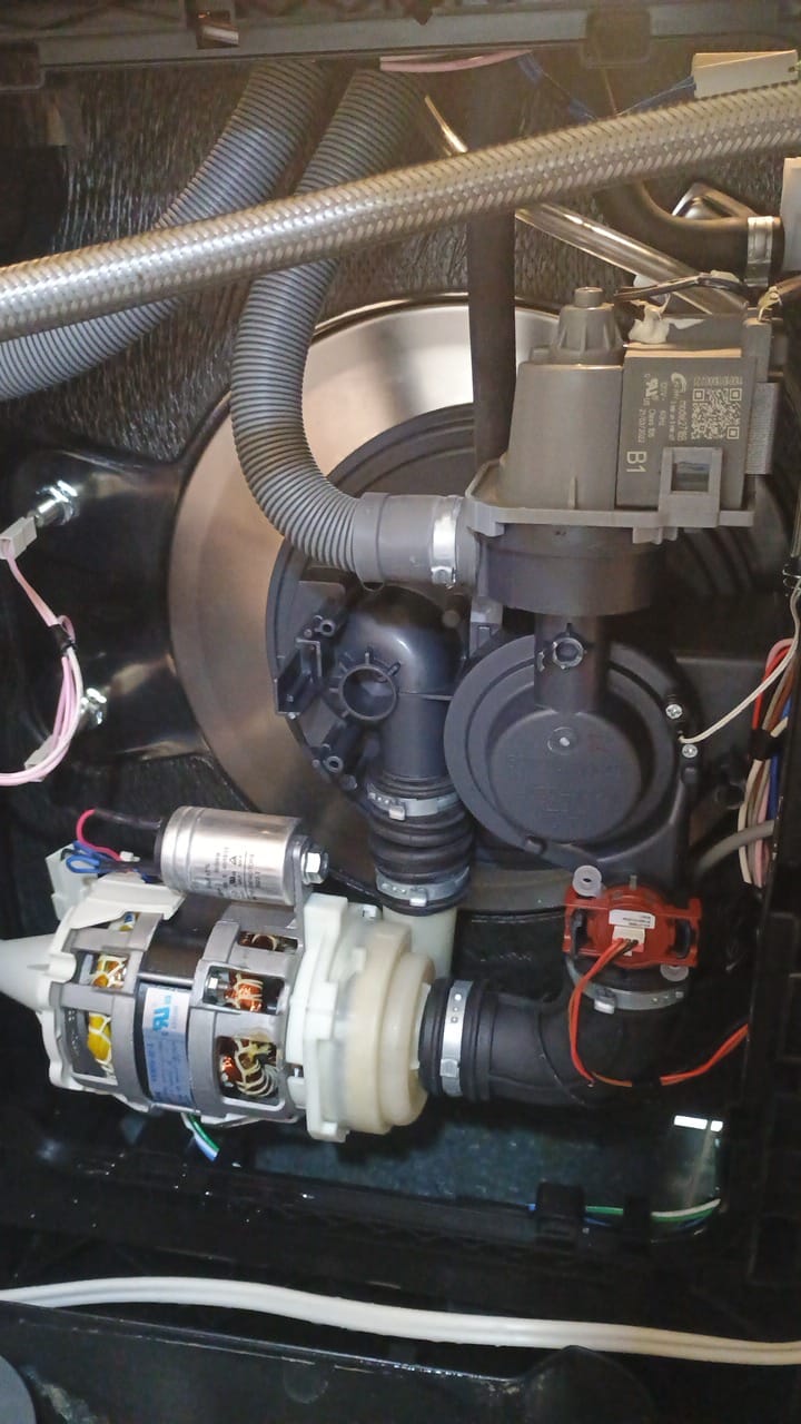 Dishwasher circulation pump, drain pump and heater assembly